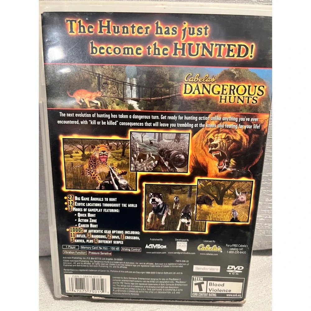 Cabelas Dangerous Hunts Sony PlayStation 2 PS2 Game Activision SLUS-20736
